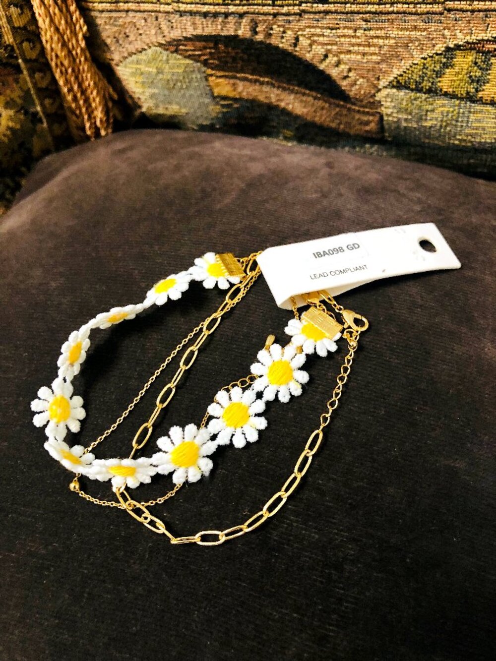 Daisy Bracelet with Two Chains NWT Layering Jewelry Size Medium Adjustable